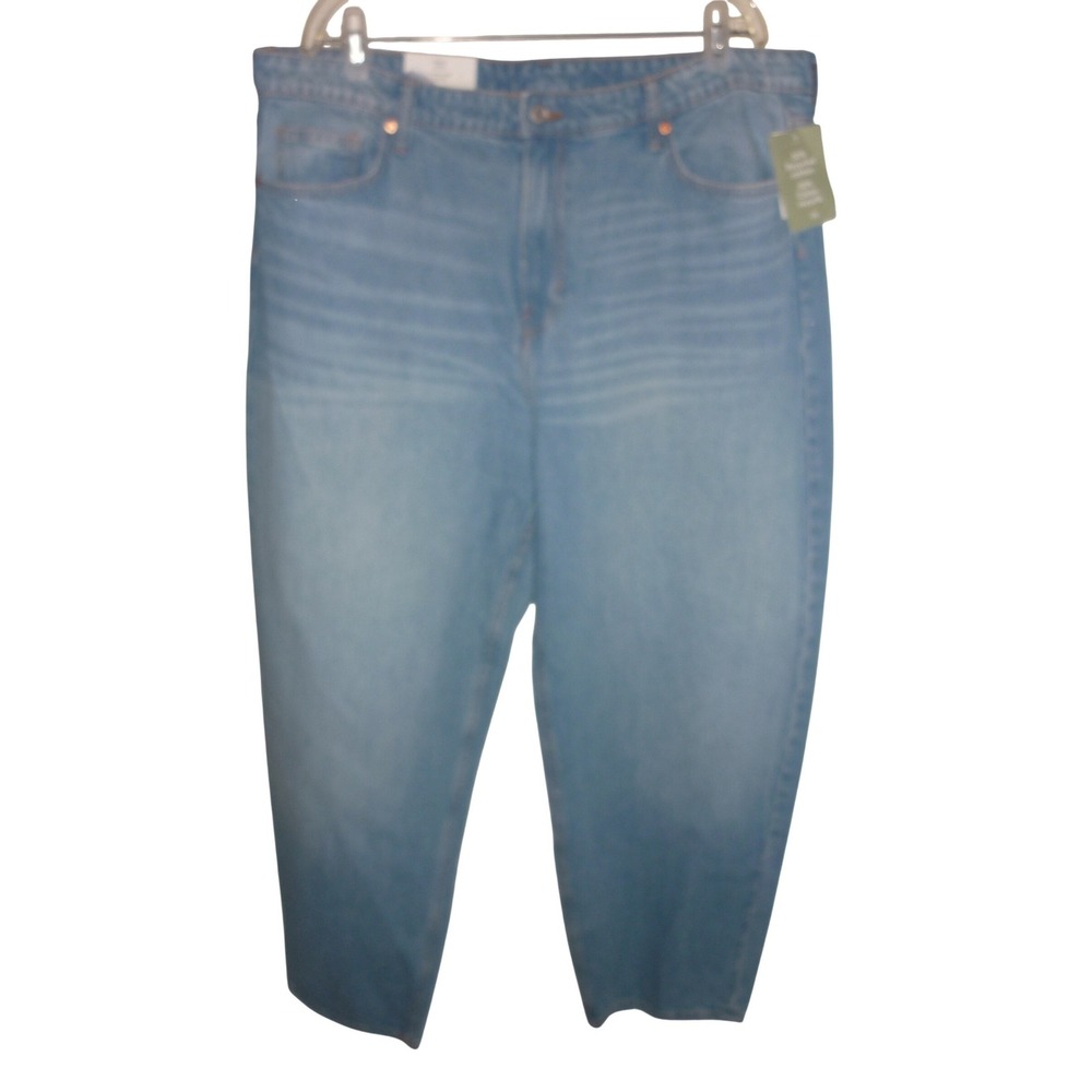 HM Barrel Loose Fit High Waist Light‎ Blue Wash Jeans Womens Size 18 New